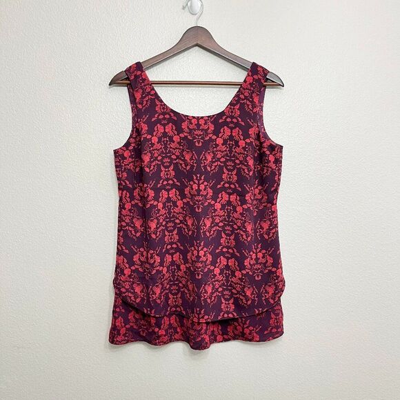 CAbi #3258 Cameo Tank Top Size Small Women's Red Sleeveless Flowy Floral - Picture 1 of 6